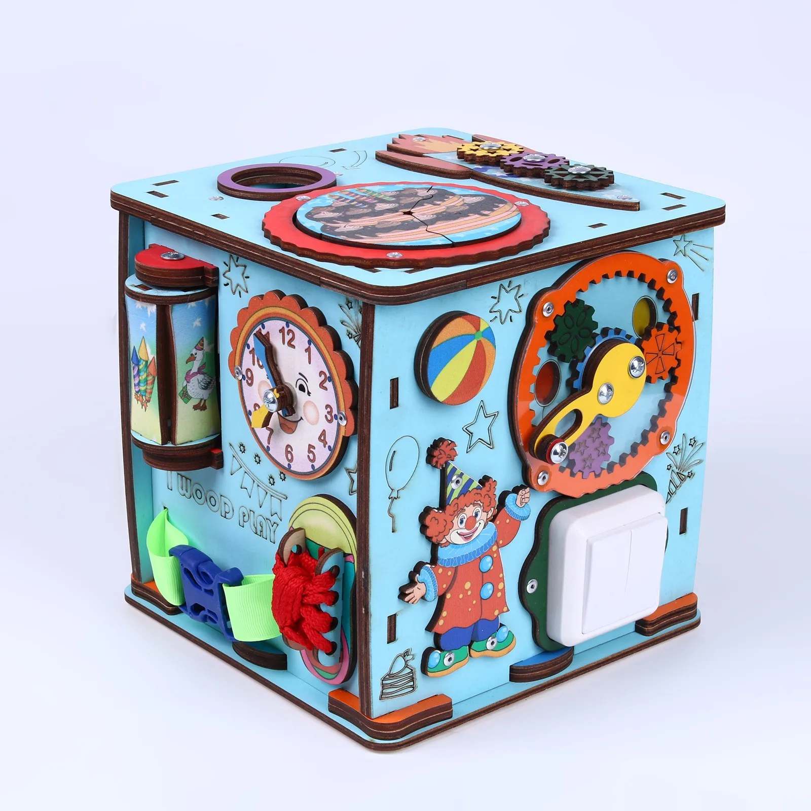 Бизикуб со светом "Праздник" бирюзовый