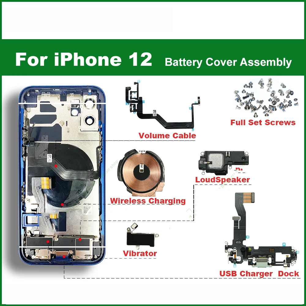 5 шт. для iPhone 7 8 Plus X XS MAX XR 11 12 PRO задняя крышка аккумулятора средняя лоток SIM-карты