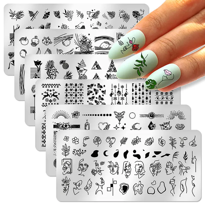 

Пластина для штамповки ногтей с французским дизайнером роскошный фирменный логотип листья материал пломба шаблон форма для маникюра худож...