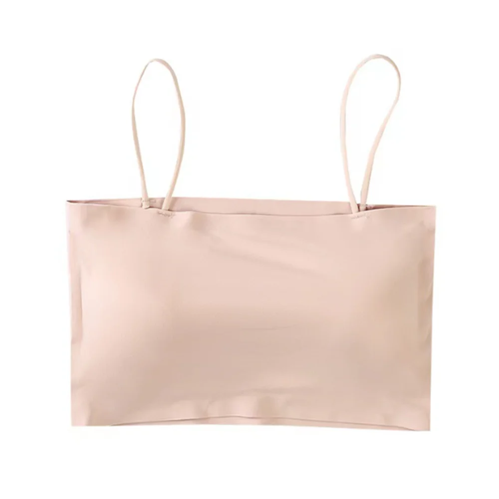 New Fashion Summer Sexy Bras For Women Push Up Lingerie Ice Silk Seamless Word Sling Female Tube Top White Bralette Tops Tanks