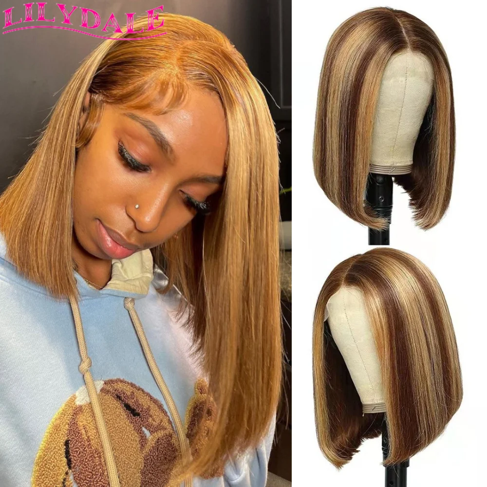 4/27 Highlight Bob Wig Lace Front Human Hair Wigs For Women Piano Colored 4x4 13x4 Lace Frontal Wig On Clearance Sale Lilydale