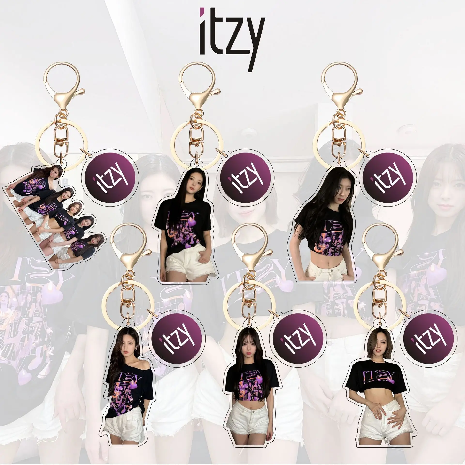 

ITZY Transparent Acrylic Double-Sided Printed Human Shaped Dendant Keychain Bag Pendant Lia Ryujin Yeji Yuna Chaeryeong