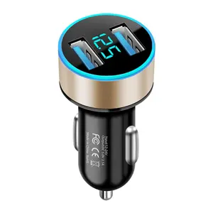 Auto Accessories Dual USB Digital Display Car Charger Portable Car Cigarette Lighter With LED Displa