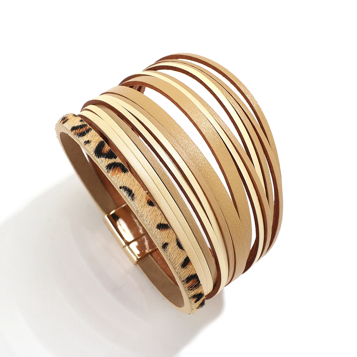 

ALLYES Fashion Leather Bracelet for Women 2022 Charm Multilayer Slim Strips Wrap Wide Bracelets & Bangles Bohemian Jewelry