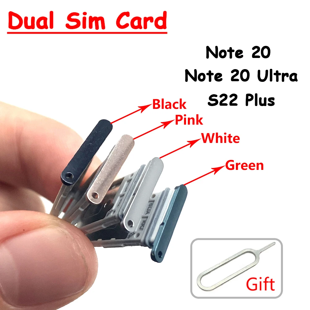 

50Pcs New Dual Sim SD Card Tray Holder For Samsung Galaxy Note 20 Ultra / S22 Plus SIM Chip Holder Slot Adapter Drawer Parts