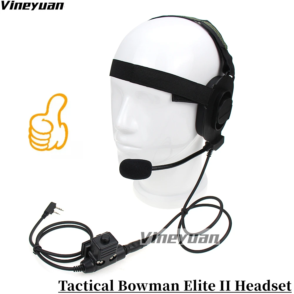 Tactical Bowman Elite II Headset Earpiece U94 PTT for Kenwood TK2107 Baofeng UV-5R BF-888S UV 6R Portable Radio Walkie Talkie