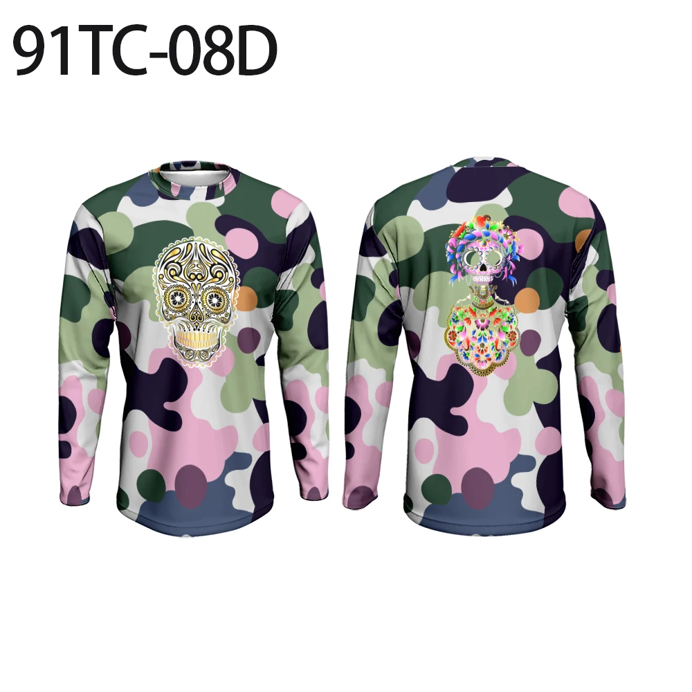 

Men's Long Sleeve T Shirts HD Digital Print New Fall Fashion Camouflage Skull Pattern Round Neck Comfortable Top Men Clothing