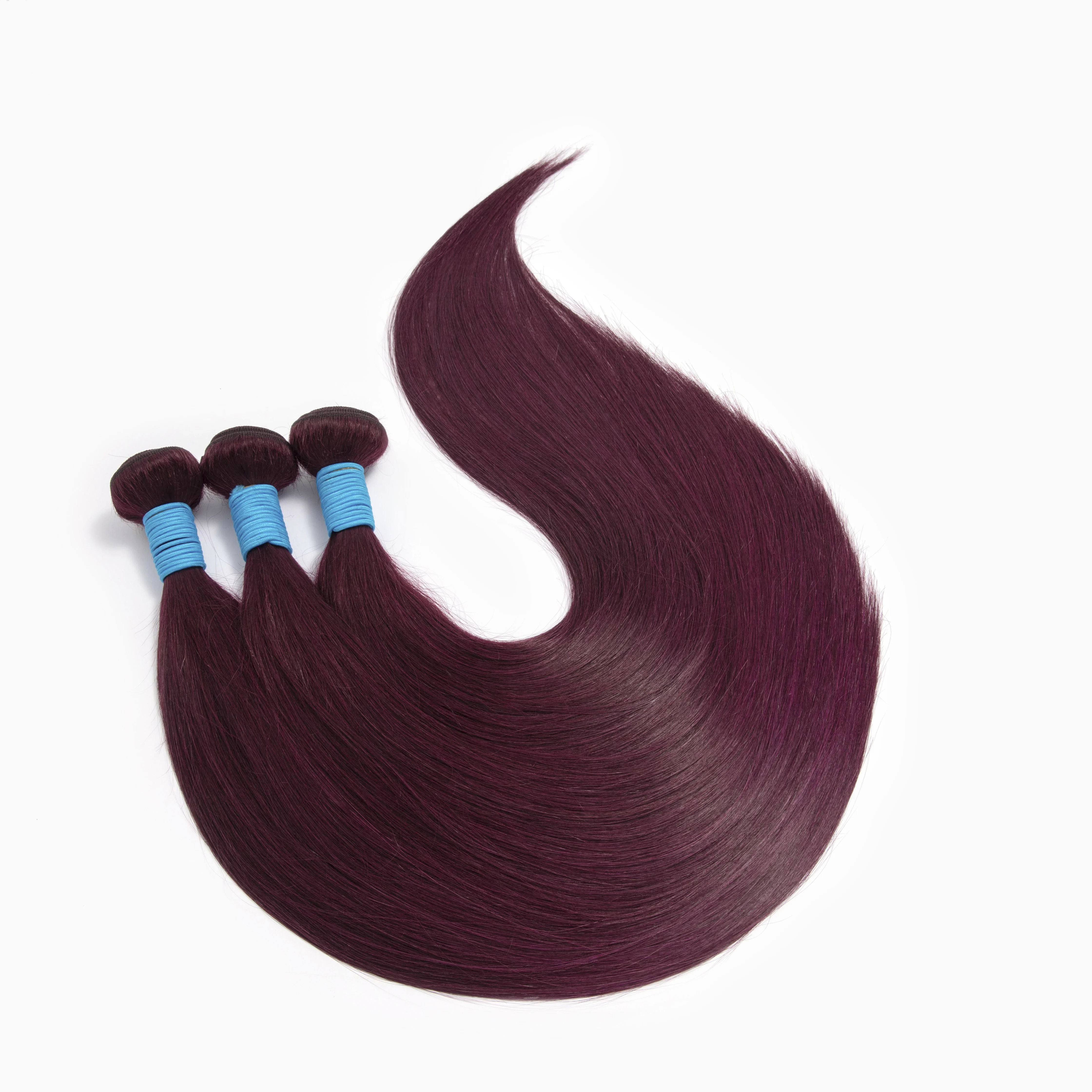 99J Burgundy Human Hair Weave Bundles 3/4 Pieces Pre-colored Brazilian Straight Human Hair Weave Non-Remy Hair Extensions