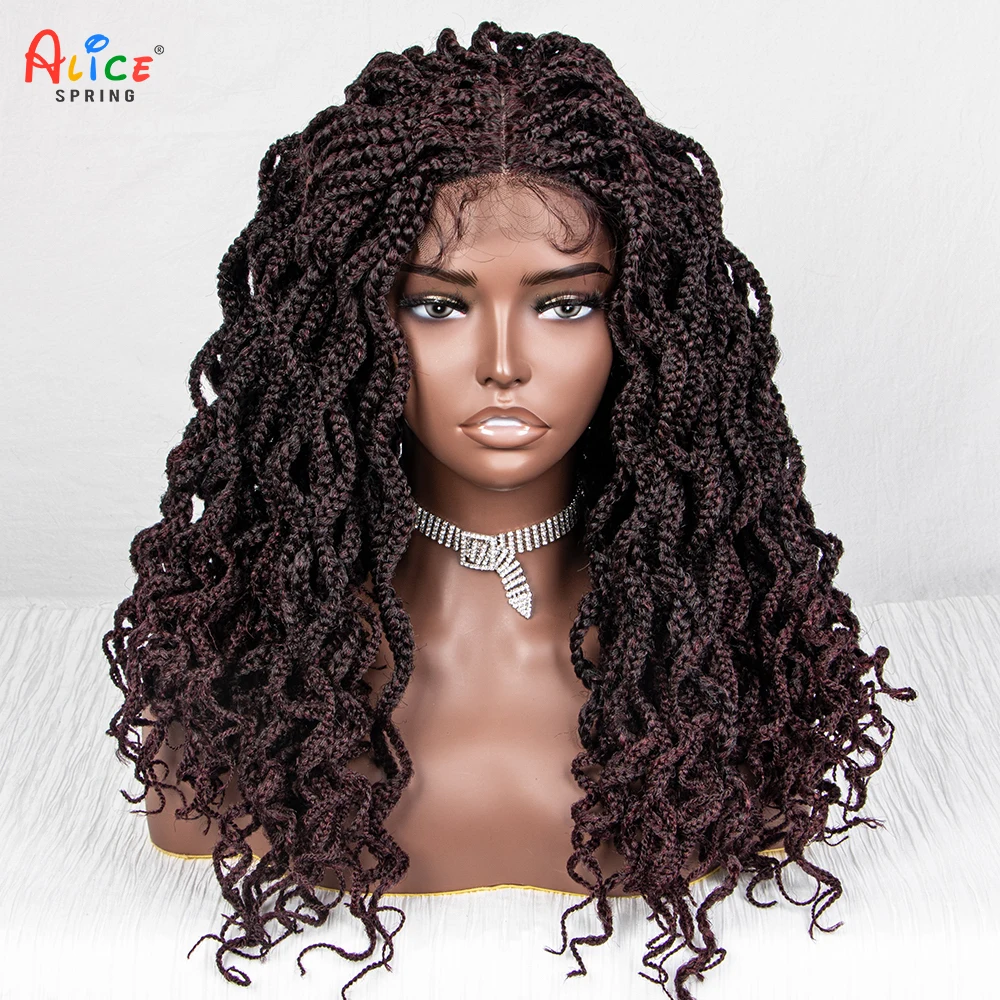 18 Inches Braided Wigs Synthetic Lace Front Wigs for Black Women Knotless Box Braid Braided Wigs Synthetic Lace Front Wigs