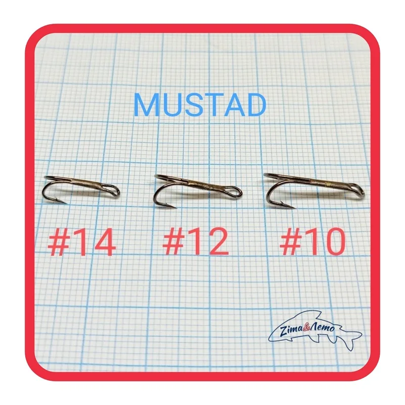 Крючок двойной 20/100шт. паянный MUSTAD черный никель. #14 12 10. Для