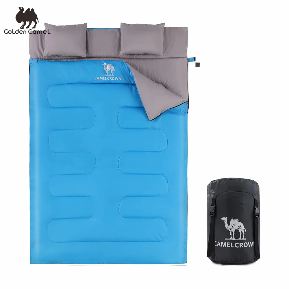 

Goldencamel Double Sleeping Bag Adult 4 Seasons Warm Cold Portable Backpacking Hiking Camping Bag with Pillow Camping Adventures
