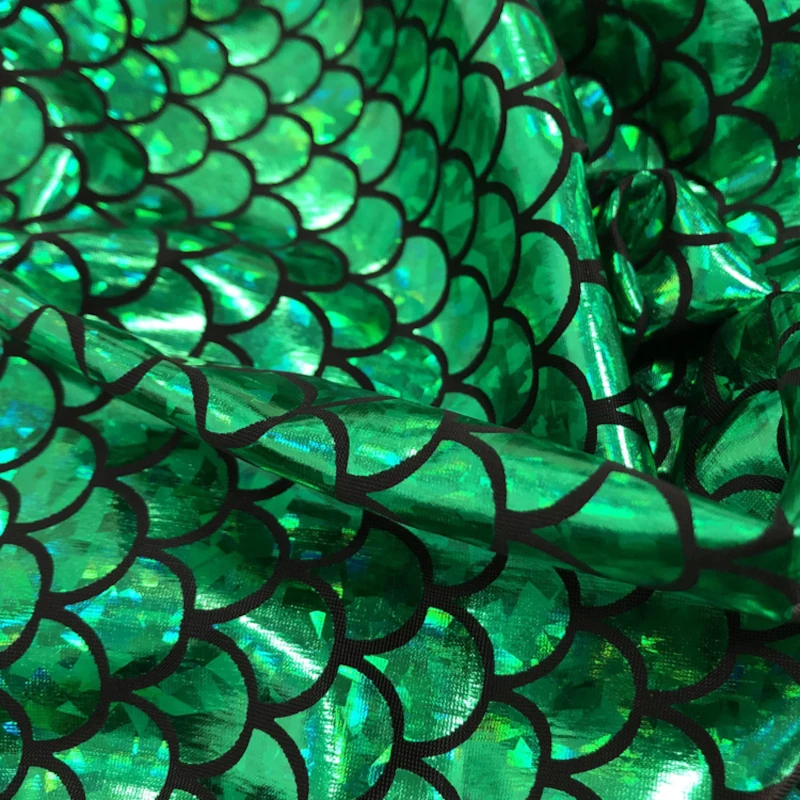 3/5/10м Блестящая голографическая эластичная ткань из спандекса с принтом рыбьей чешуи для детских леггинсов, косплея и купальника на метр в продаже.
