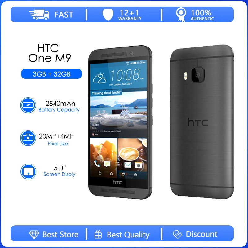 HTC One M9 Refurbished-Original M9 Unlocked Mobile phone Quad-core  Android GPS WIFI 3GB RAM 16GB/32GB ROM phones
