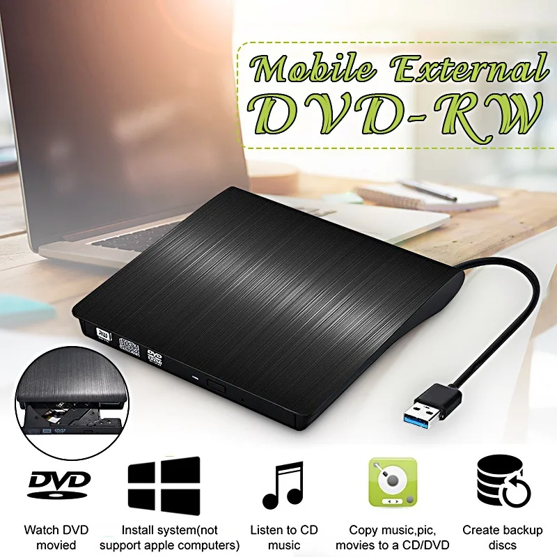 Внешний DVD-привод USB 3.0 Type C кабель портативный CD DVD RW привод записывающая горелка