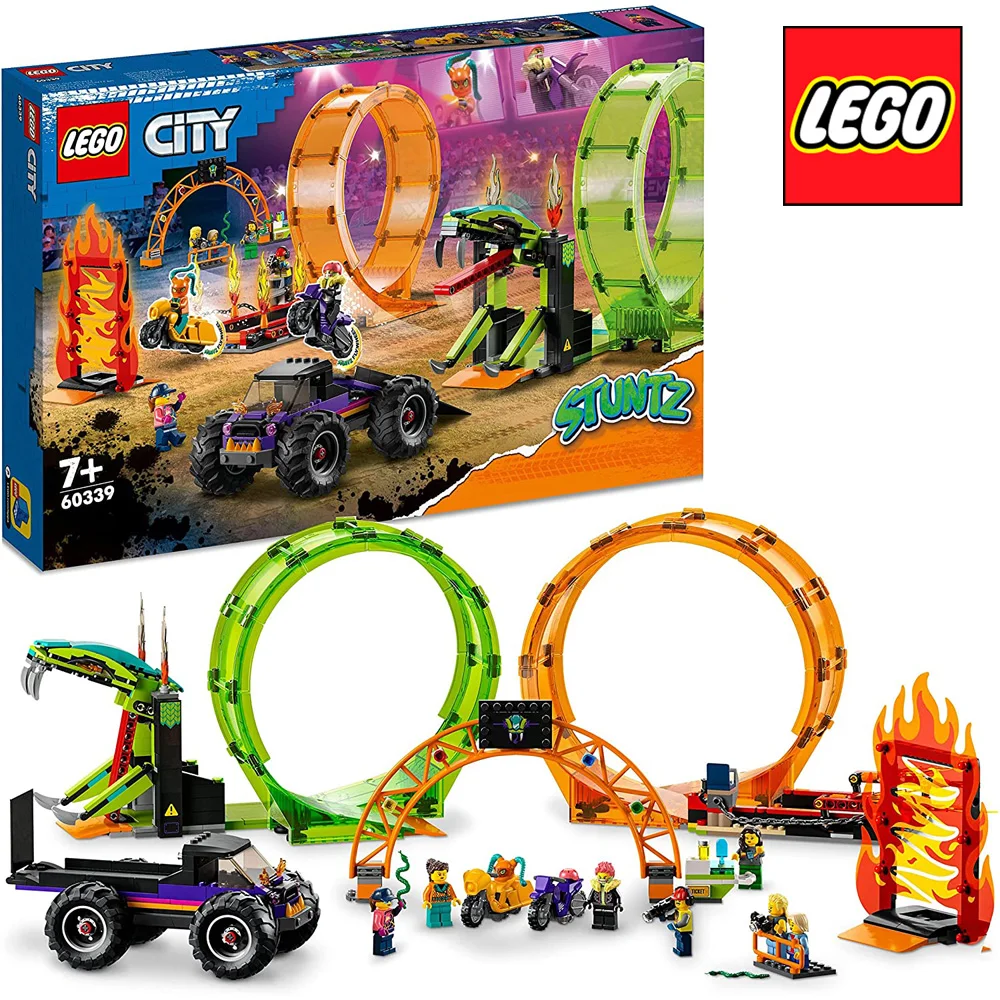

Фирменный конструктор «трюковая Арена» LEGO City, двойная петля, новинка 60339, игрушка для детей, подарок на день рождения на Рождество (598 шт.)