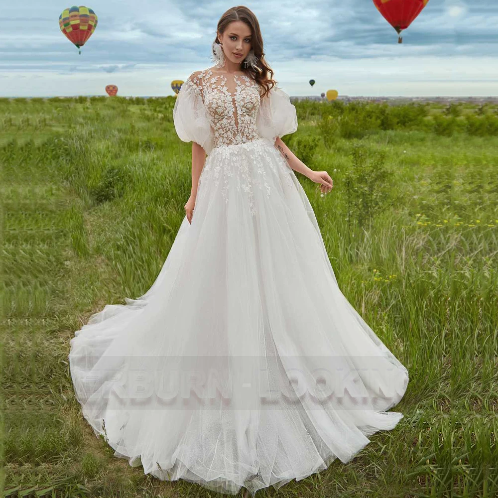 

HERBURN Pastrol Modern Wedding Dresses Half Sleeves Illusion Chiffon Personalised Vestidos De Novia Vestido De Casamento