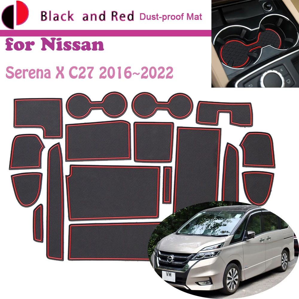 

Rubber Door Groove Mat for Nissan Serena X C27 Suzuki Landy 2016~2022 Cushion Gate Storage Slot Coaster Dust-proof Car Sticke