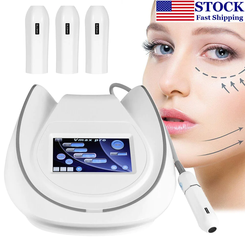 

New Vmax Facial Lifting Wrinkle Removal Machine Skin Tightening Anti aging Beauty Equipment 1.5mm 3.0mm 4.5mm 3 Cartridges