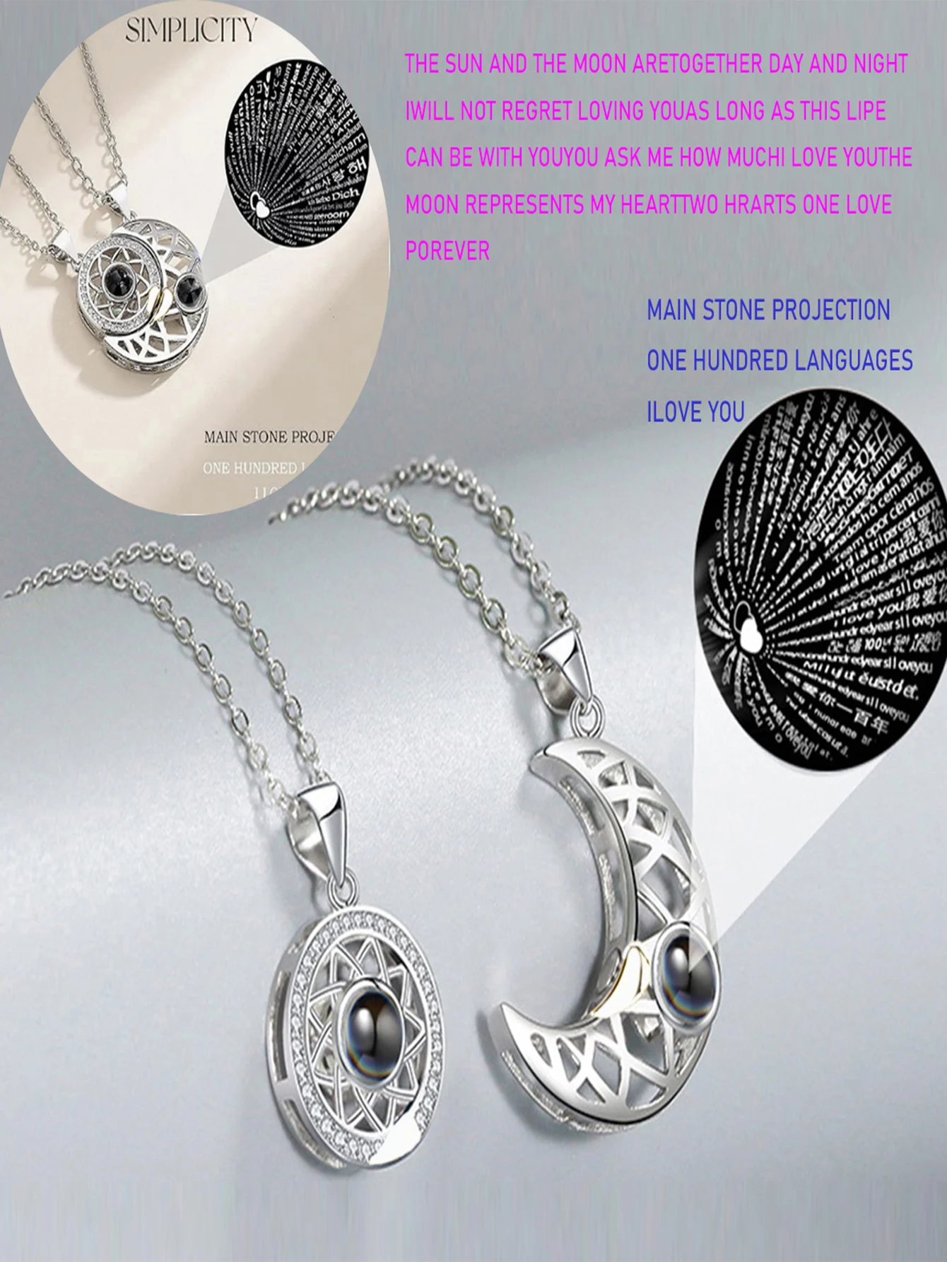 Ожерелье из нержавеющей стали для пары 2 шт.