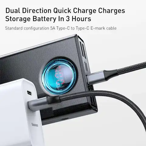 Power Bank Baseus 65W 30000mAh PD Быстрая Зарядка FCP SCP Портативное Внешнее Зарядное Устройство Для Смартфонов Ноутбуков
