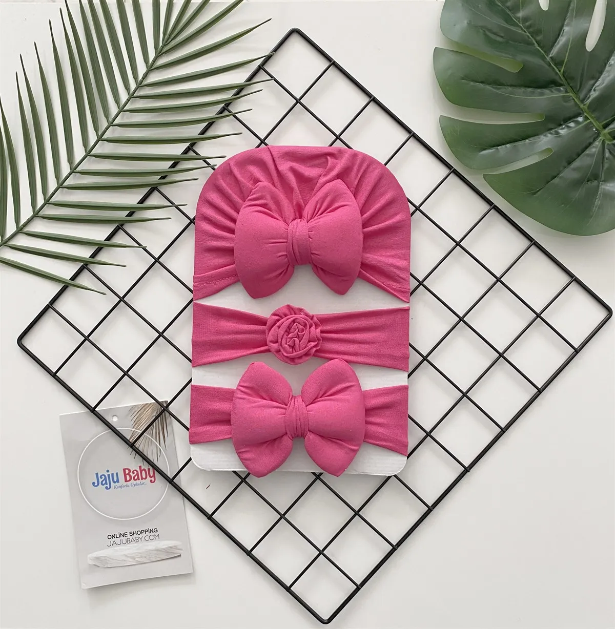 

Jaju Baby Girl/Baby Fuchsia Bonnet Headband Set of Three