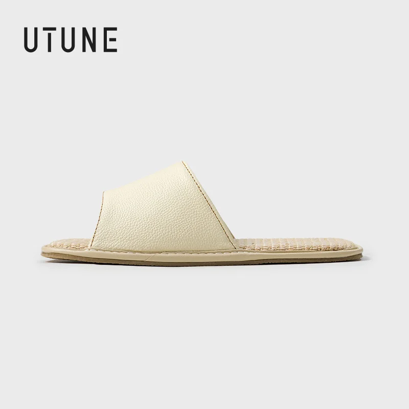 UTUNE женские и льняные тапочки из натуральной кожи льна мягкая стелька с мягкой