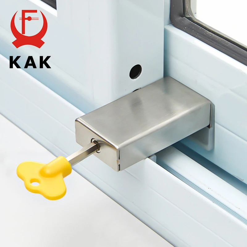 

KAK Adjustable Window Lock Stopper Safety Locks for Kids and Pets Anti-theft Door Lock Non Punch Sliding Window Lock Hardware