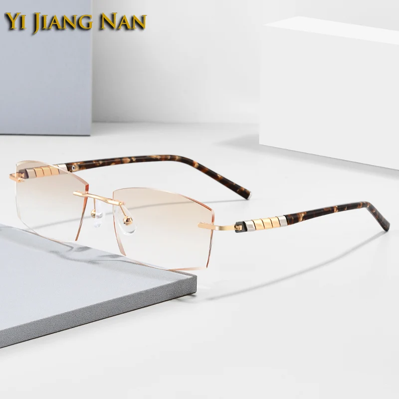 

Men Pure Titanium Diamond Trimmed Rimless Optical Prescription Glasses Frame Ultra Light Women Eyeglasses Spectacles Eyewear