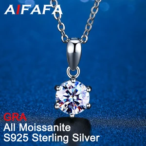 AIFAFA 3 Carat Real Moissanite Necklace Pendant For Women Top Quality 100% 925 Sterling Silver Wedding Party Bridal Fine Jewelry