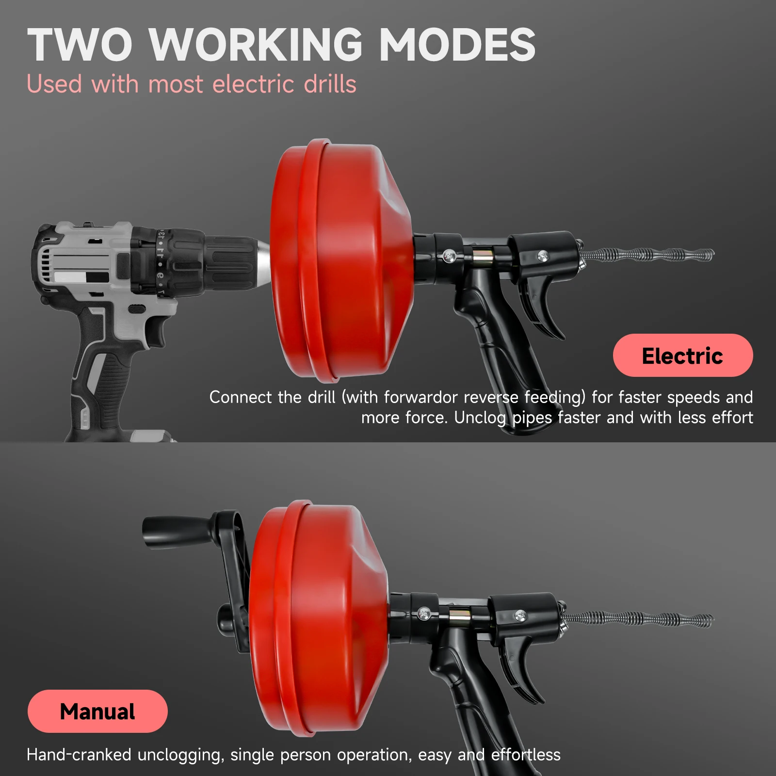 Сливной шнек 33 фута сверхмощный сливной для слива труб