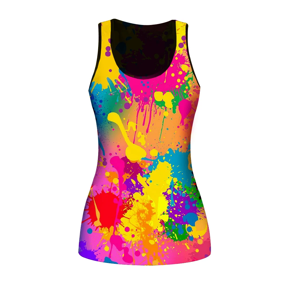 

Women's Fashion 3D Floral Skull Vest Bottoming Shirt Summer Tank Top Ladies Yoga Vest Gym Sports Tank Top