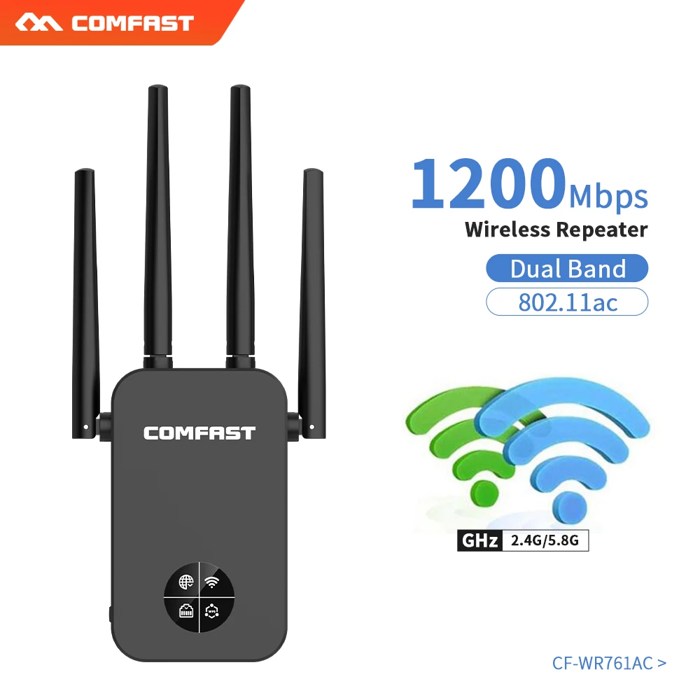 AC1200 Беспроводной Wi-Fi ретранслятор 1200 Мбит/с WiFi удлинитель 802.11ac двухдиапазонный 2,4G и 5,8 Ghz Wi-Fi роутер усилитель WiFi точка доступа