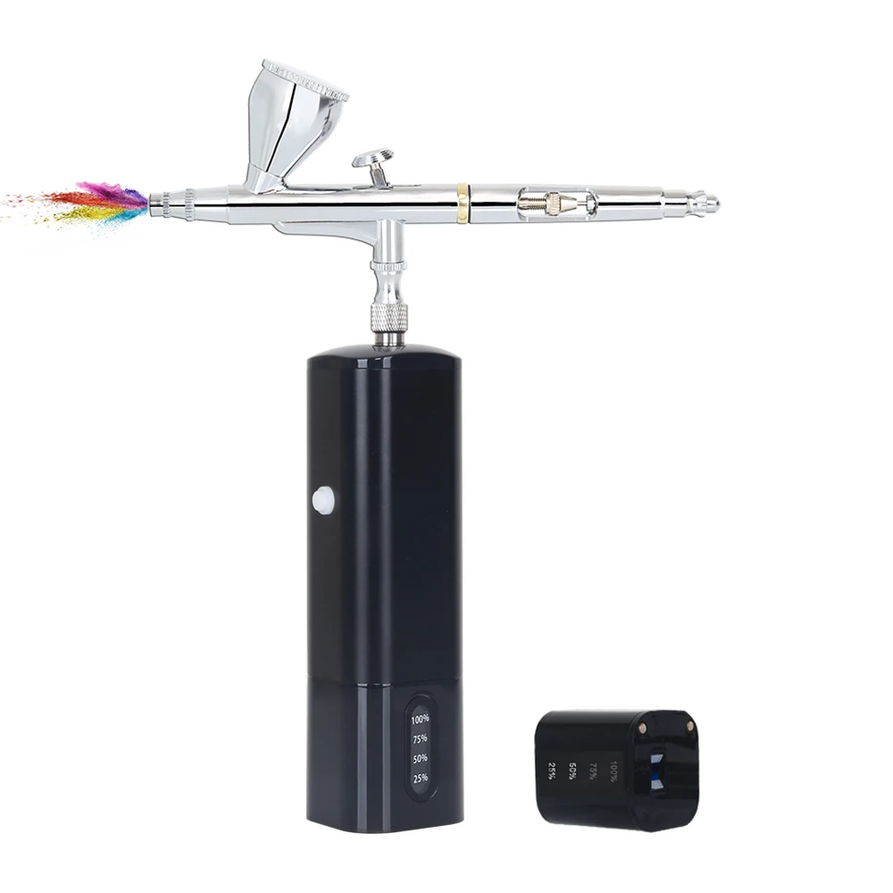 Air Brush Kit Auto Start Stop Mini Portable Cordless Personal Pump