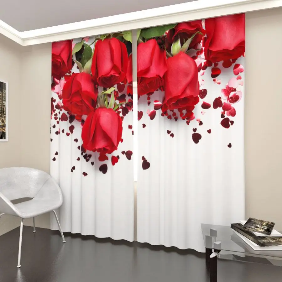 3D фотошторы Art Paula Бесплатная доставка из РФ Сатен Блэкаут Фототюль Розы в подарок
