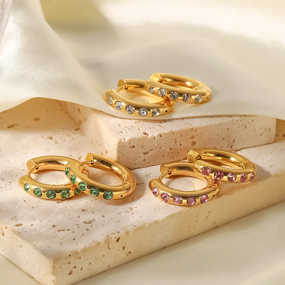 Uworld Изящные водонепроницаемые позолоченные серьги-кольца из нержавеющей стали 18