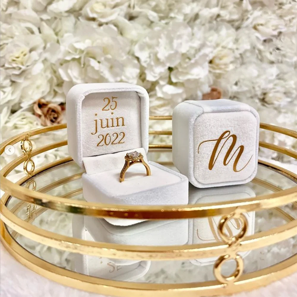 Шкатулка для колец из фланели индивидуальная Подарочная коробка свадебных серег