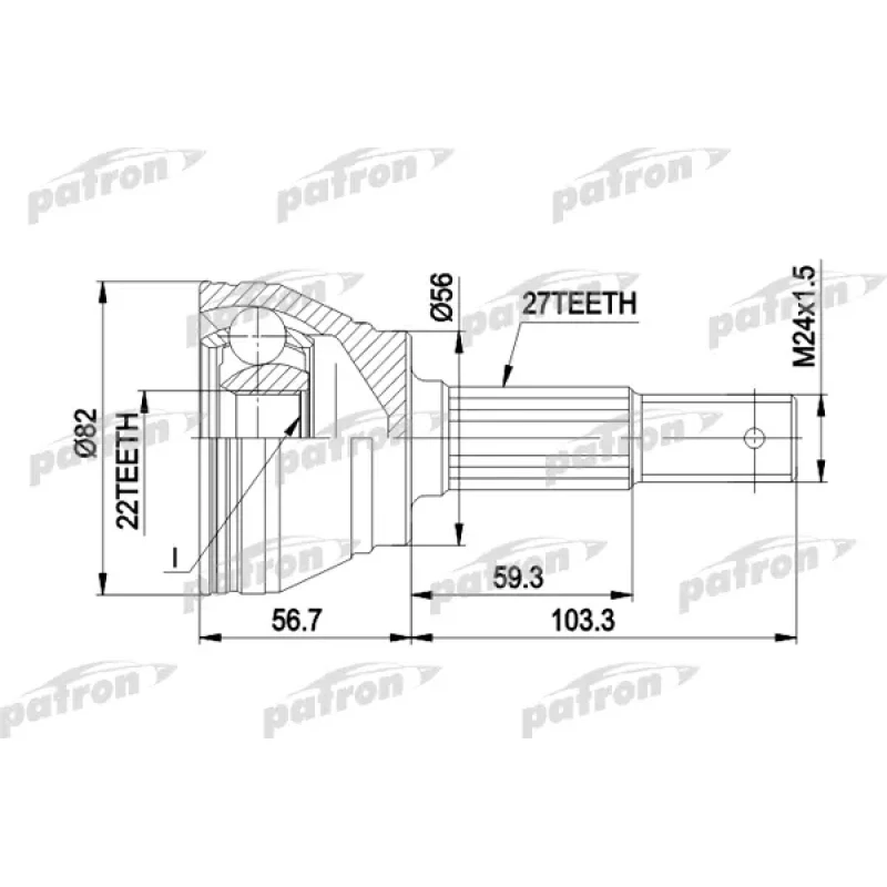 ШРУС наружн к-кт 27x56x22 NISSAN: PRIMERA 1.6-2.0 10.90- PATRON PCV1164 наружный Запчасти
