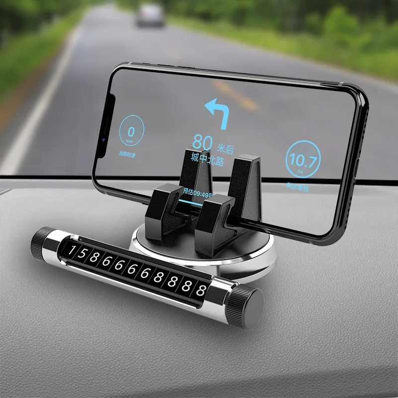 

Car Mobile Phone Bracket Car Temporary Parking Sign Car Rotatable Phone Holder Hidden Moving Car Number Plate Universal