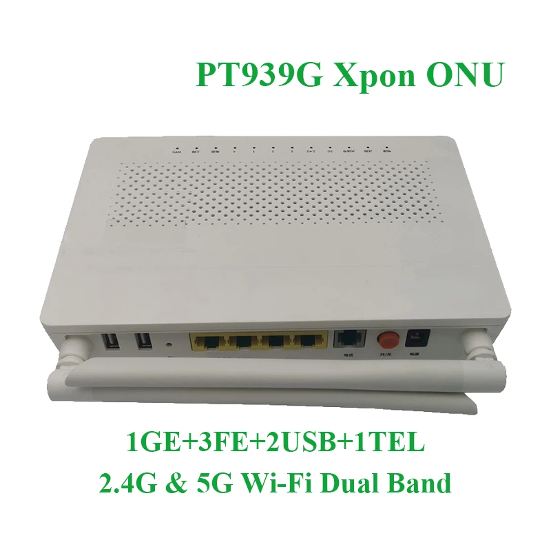 100% оригинальный новый PT939G Xpon ONU 1GE + 3FE + 2USB + 1TEL HGU WIFI 2,4G и 5G двухдиапазонный ONT SC UPC ONT FTTH волоконно-оптический терминальный маршрутизатор