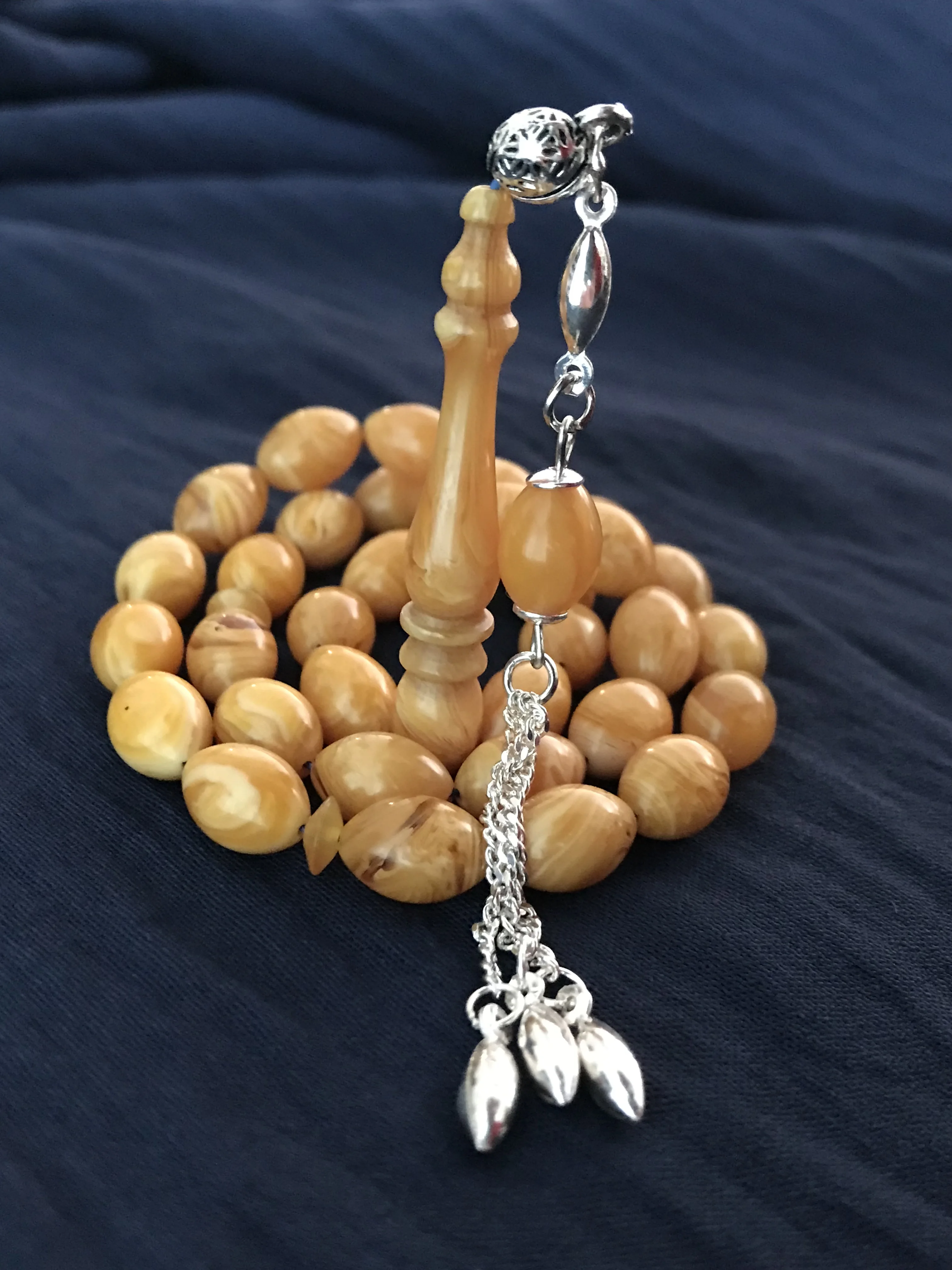 

Yellow Amber 925-carat silver tassels rosary Teasbeh rosary Chapelet Rozenkranz Təsbeh مago ابeira