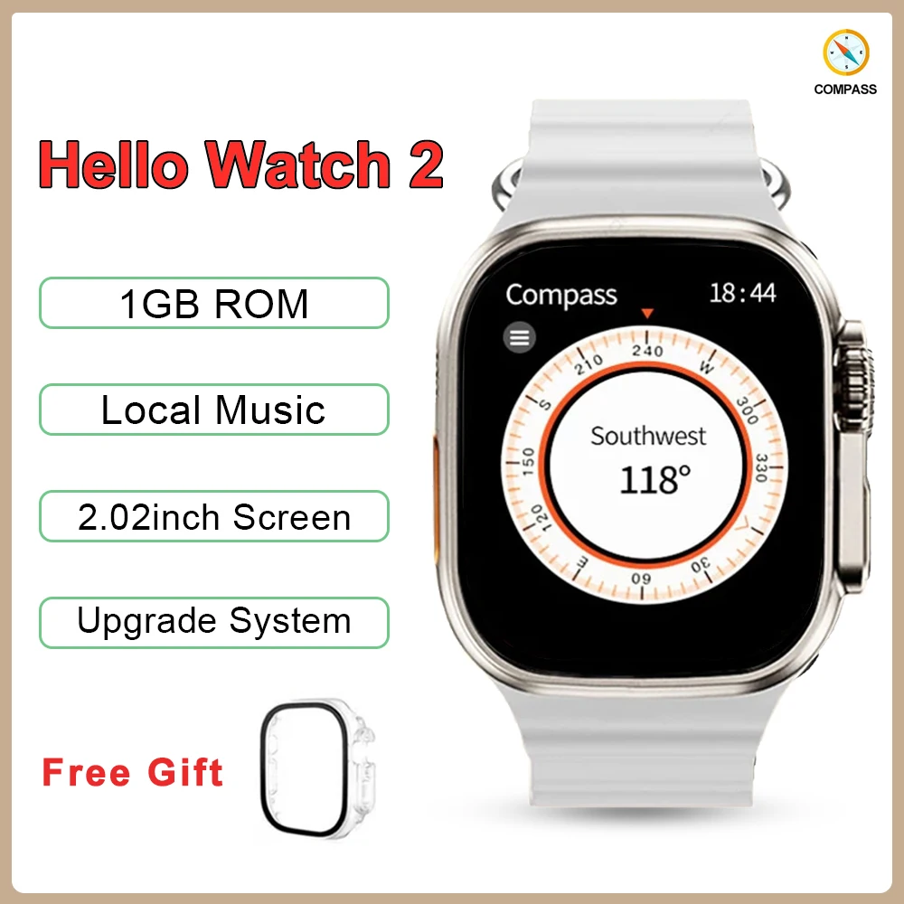 

Hello Watch 2 Men Smart Watch H11 Ultra Upgraded 2.02 Inch Compass Smartwatch NFC Series 8 with 1GB ROM Local Music for Android