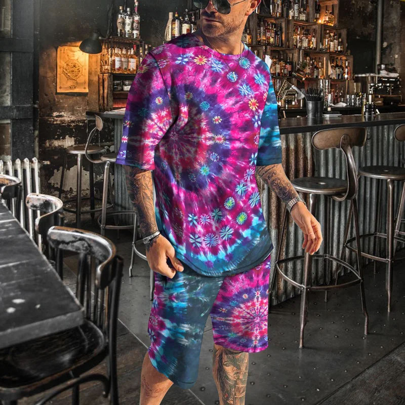 

European And American New Product 3d Digital Printing Short -sleeved Shorts Suit Fashion Hip -hop Trendy Men's Two Pieces