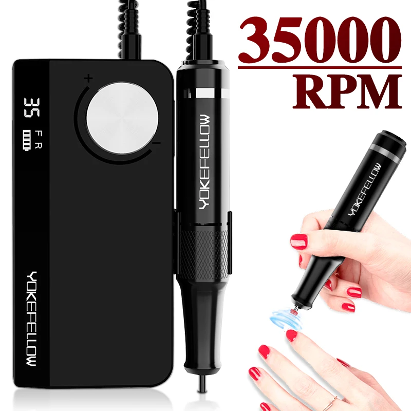 35000RPM Nail Drill Machine For Acrylic Gel Polish Nails Sander Portable Rechargeable for Manicure Pedicure Nail Salon Tools