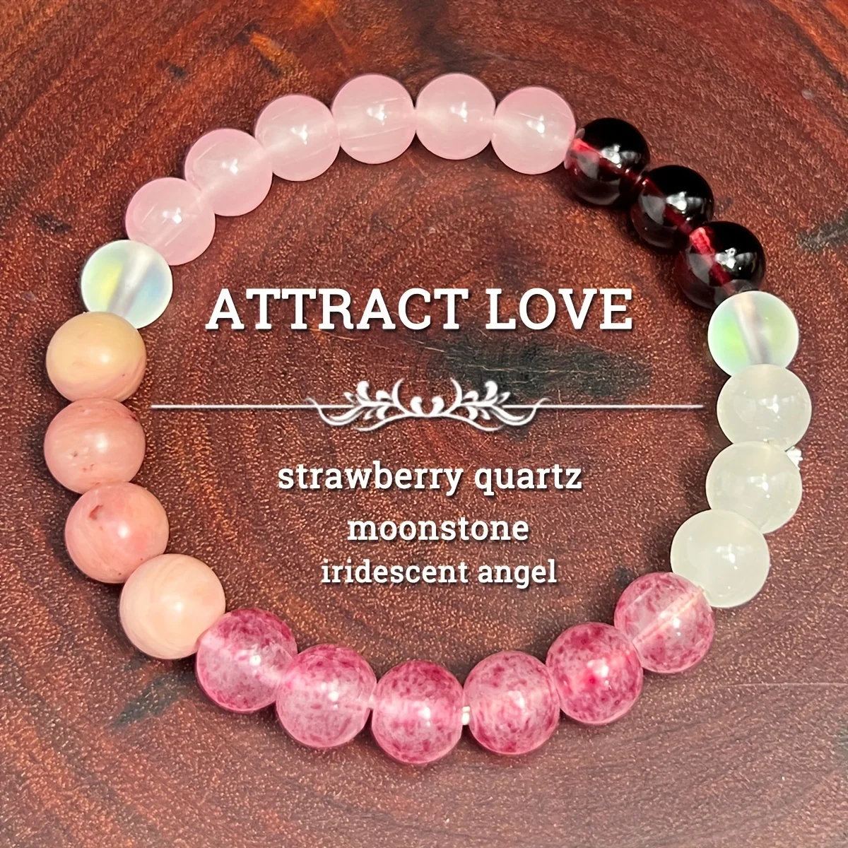 1 шт./браслет из розового камня с бусинами клубничный кварц лунный камень гранат