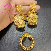 ym jewelry sets fashion brazilian african 18k gold color copper big earrings pendant necklace for women party wedding gifts