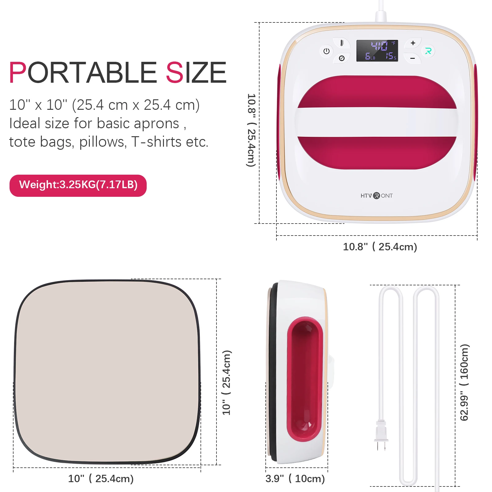 EU/US/AU/UK Plug HTVRONT 10X10inch Square Heat Press Machine T-shirts Printing DIY Iron On Sublimation HTV Vinyl for Clothes