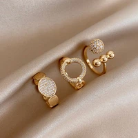 2022 new classic zircon circle open ring for woman exquisite rhinestone adjustable finger rings girls wedding party jewelry gift