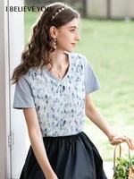 i believe you summer cotton t shirts vneck printed chiffon patchwork short sleeve tops chic cool tech ice woman cloth 2222014430