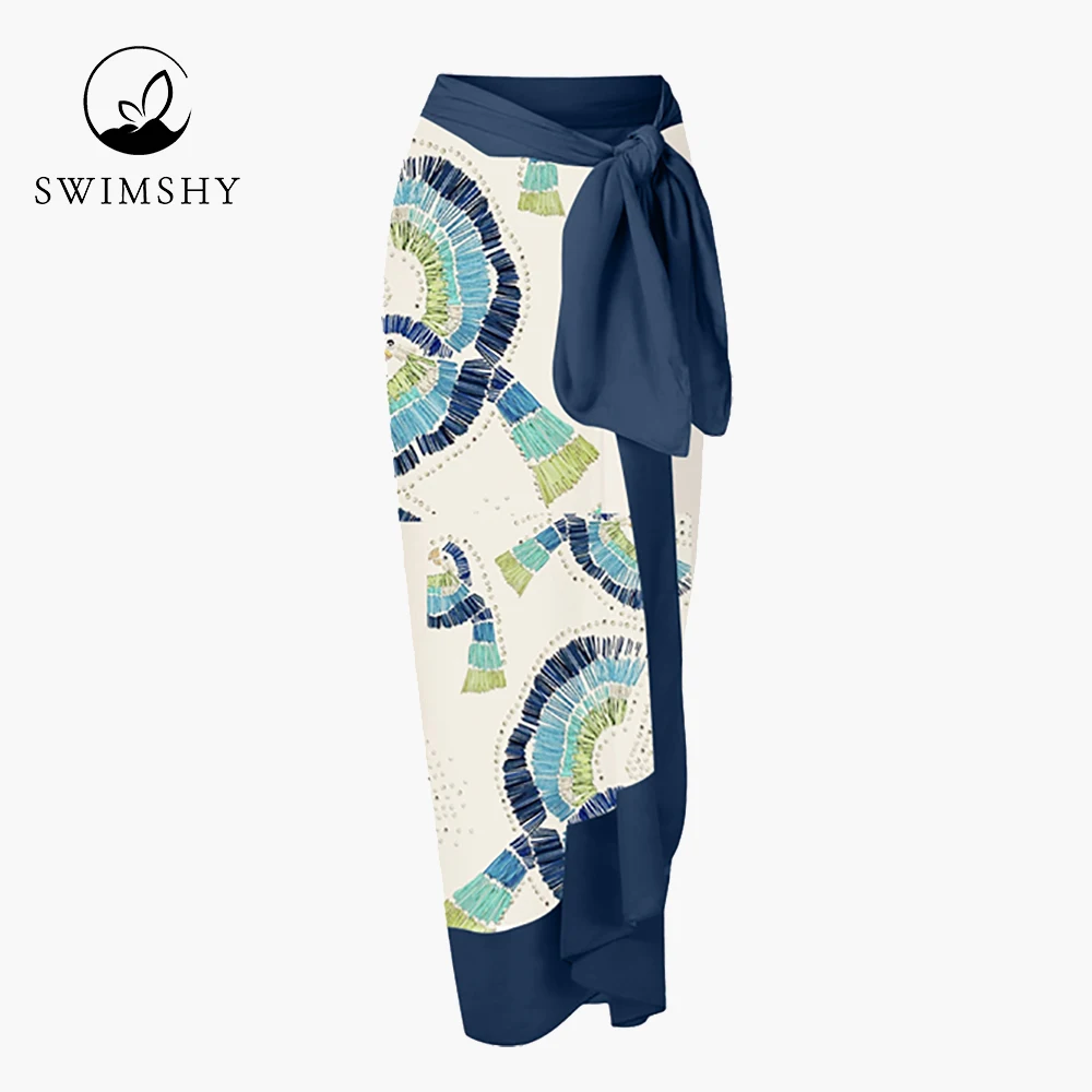 2022 Deep-v One Piece Swimsuit Set Vintage Chic Print Bikinis Women's Bathing Suit Beach Outfits Slim Swimwear Backless Holidays