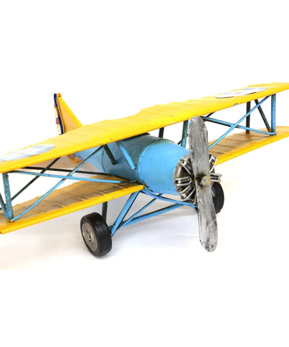 Декоративный Металлический самолёт Biplane желтый безделушка миниатюрный подарок